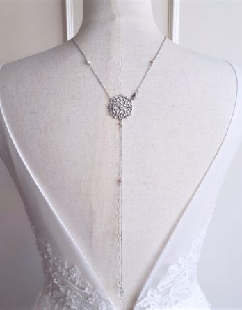 Emma - Collier bijou de dos mariage avec perles swarovski