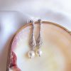 Mathilde - Boucles d'oreilles mariage style art déco avec perles swarovski et zircon