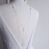 Luna - Collier de dos mariage 2 rangs avec perles et gouttes de cristal