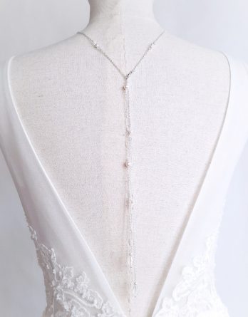 Aurore - Collier bijou de dos mariage plaqué argent 925 avec perles swarovski