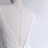 Aurore - Collier bijou de dos mariage plaqué argent 925 avec perles swarovski