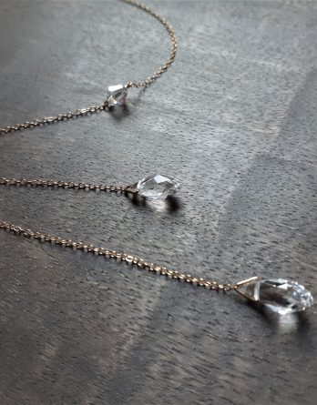 Collier bijou de dos ou collier lariat «Yaël» argent 925 ou gold filled 14k avec perles swarovski
