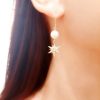 Apolline - Boucles d'oreilles hypoallergéniques étoiles avec zircons et perles Swarovski