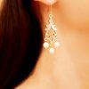 Athéna - Boucles d’oreilles mariage hypoallergénique plaqué Or avec perles swarovski