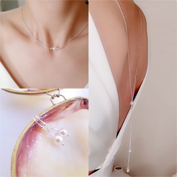 Aurélia - Parure de mariage minimaliste avec perles rondes Swarovski
