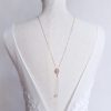 Charlotte - Collier de dos mariage rose gold filled 14 carats ou argenté platine eavec perles swarovski