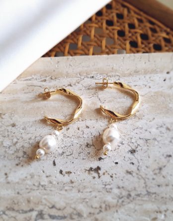 Colette - Boucles d’oreilles mariage minimalistes et moderne avec perles baroques Swarovski
