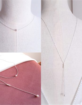 Edith - Collier bijou de dos mariage minimaliste avec perles Swarovski