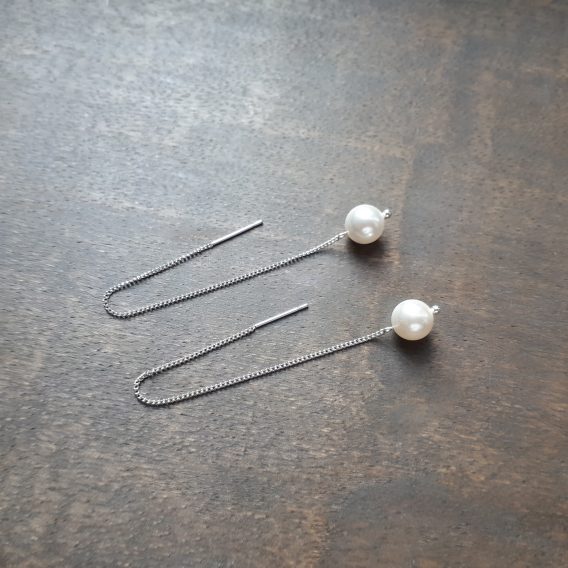 Enora - Chaînes d’oreilles avec perles Swarovski pour mariage minimaliste