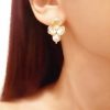 Flora - Boucles d'oreilles mariage champêtre fleurs avec perles Swarovski