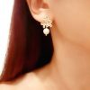 Honorine - Boucles d'oreilles fleurs plaqué Or avec perles Swarovski pour mariage champêtre