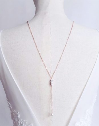 Kelly - Collier de dos mariage pendentif marquise zircon avec perles Swarovski