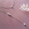 Collier de dos mariage pendentif marquise zircon avec perles swarovski