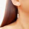 Laura - Chaînes d'oreilles avec trois perles pour mariage moderne minimaliste