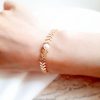Laurie - bracelet feuilles de laurier plaqué Or 18K avec perles Swarovski, Bracelet mariage champêtre chic