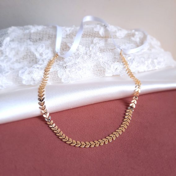 Laurie – Headband mariage feuille laurier plaqué Or 14K