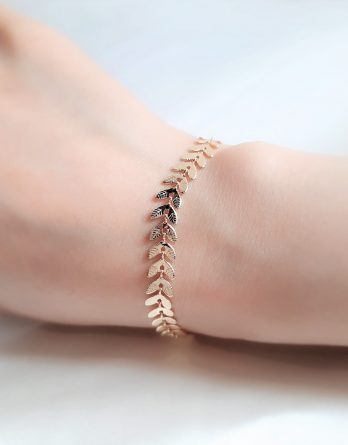 Laurie - bracelet feuille de laurier plaqué Or 18K, Bracelet mariage champêtre chic