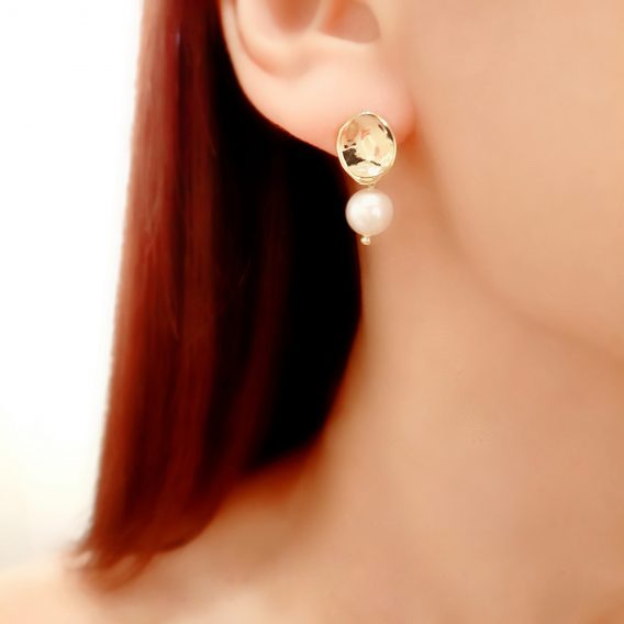Lesia - Boucles d'oreilles minimaliste plaqué Or avec perles Swarovski