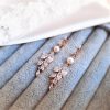 Lina - Boucles d'oreilles mariage feuilles zircon avec perles Swarovski