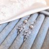Lina - Boucles d'oreilles mariage feuilles zircon avec perles Swarovski