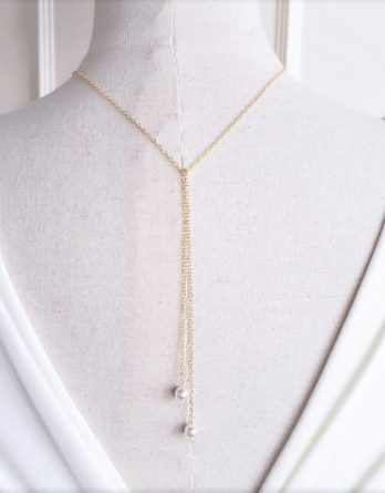 Lison - Collier de dos mariage minimaliste avec perles Swarovski
