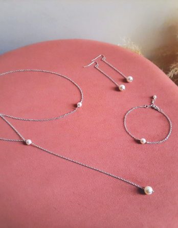 Lou - Parure de mariage minimaliste et moderne avec perles Swarovski