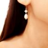 Margot - Boucles d'oreilles mariage plaqué Or 24K avec perle goutte Swarovski et zircon carré