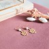 Marion - Boucles d'oreilles mariage plaqué Or 24K avec perles Swarovski