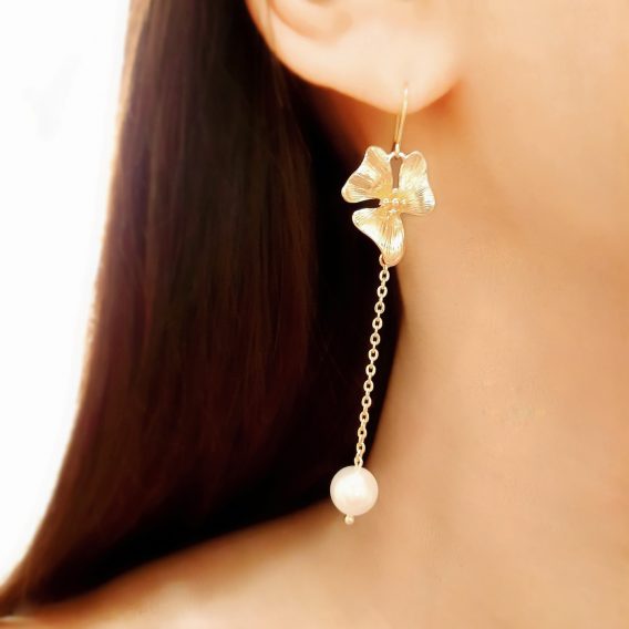 Maya - Boucles d'oreilles mariage champêtre chic et moderne avec perles Swarovski