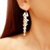 Maya - Boucles d'oreilles fleurs orchidées plaqué Or 14K avec perles pour mariage champêtre chic