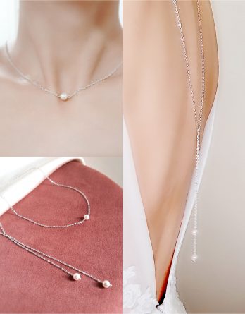 Mia - Collier de dos mariage minimaliste et moderne avec perles Swarovski
