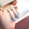 Olympia - Boucles d'oreilles mariage art déco avec zircon et perles Swarovzki