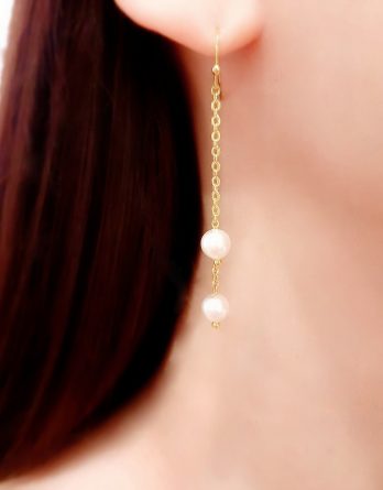 Pearl - Boucles d'oreilles chaînes longues et perles Swarovski