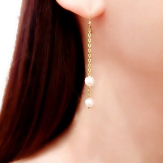 Pearl - Boucles d'oreilles chaînes longues et perles Swarovski