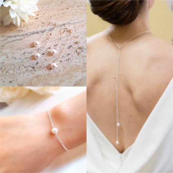 Pearl - Parure de mariage minimaliste et moderne avec perles Swarovski