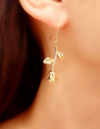 Rose - Boucles d'oreilles hypoallergéniques avec pendantes roses pour mariage minimaliste
