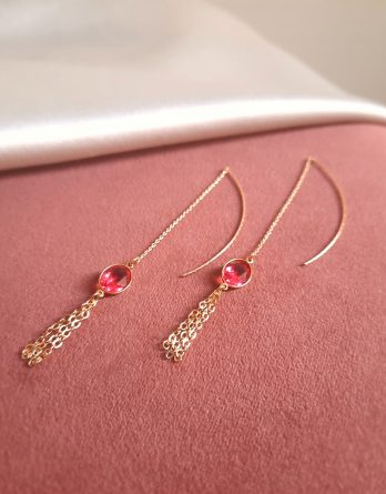 Sana - Boucles d'oreilles plaqué Or avec les cristaux Swarovski rouge rubis