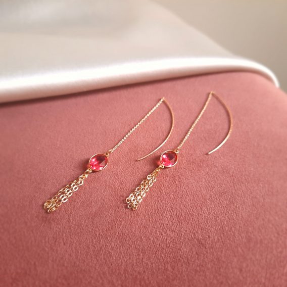 Sana - Boucles d'oreilles plaqué Or avec les cristaux Swarovski rouge rubis