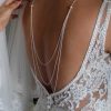 Amélia - Collier de dos mariage 3 rangs avec perles swarovski