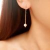 Solene - Boucles d'oreilles mariage 2 en 1 chaînes longues avec perles Swarovski