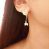 Solenn - Boucles d'oreilles feuilles plaqué Or avec perles naturelles pour mariage champêtre