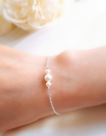 Zoé no.1 – Bracelet mariage trio de perles pour mariée et demoiselle d’honneur